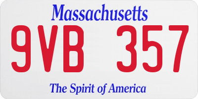 MA license plate 9VB357