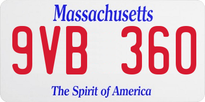 MA license plate 9VB360