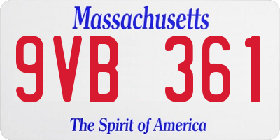 MA license plate 9VB361