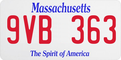 MA license plate 9VB363