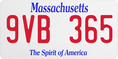 MA license plate 9VB365