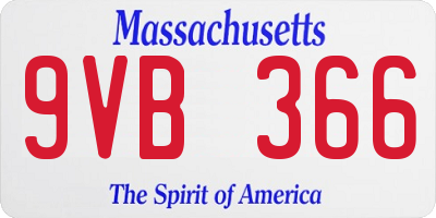 MA license plate 9VB366