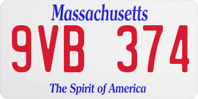 MA license plate 9VB374