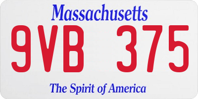 MA license plate 9VB375