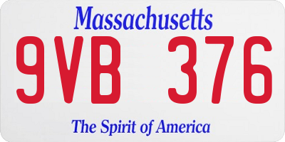 MA license plate 9VB376