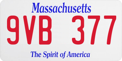 MA license plate 9VB377