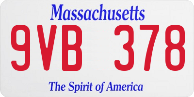 MA license plate 9VB378
