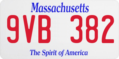 MA license plate 9VB382
