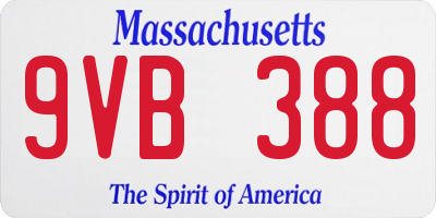 MA license plate 9VB388