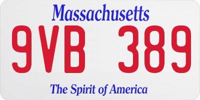 MA license plate 9VB389