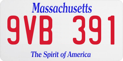 MA license plate 9VB391