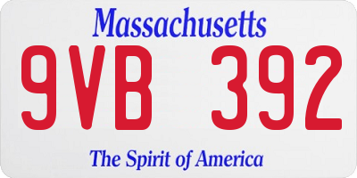 MA license plate 9VB392