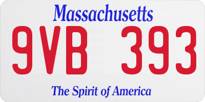 MA license plate 9VB393