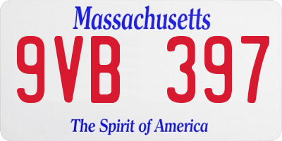 MA license plate 9VB397