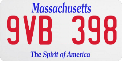 MA license plate 9VB398