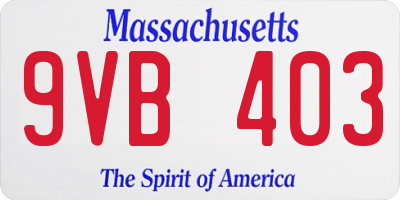 MA license plate 9VB403