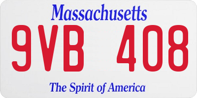 MA license plate 9VB408