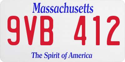 MA license plate 9VB412