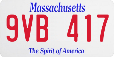 MA license plate 9VB417