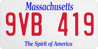 MA license plate 9VB419