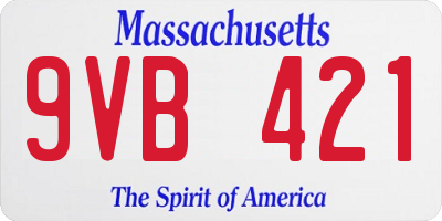 MA license plate 9VB421
