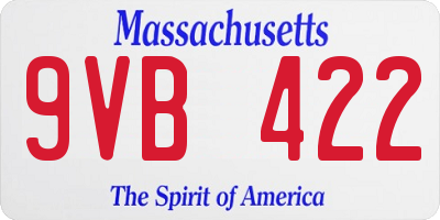 MA license plate 9VB422