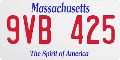 MA license plate 9VB425