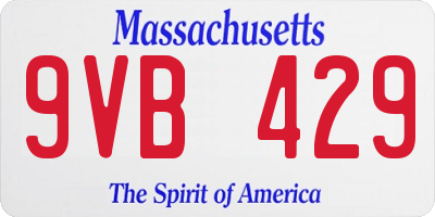 MA license plate 9VB429