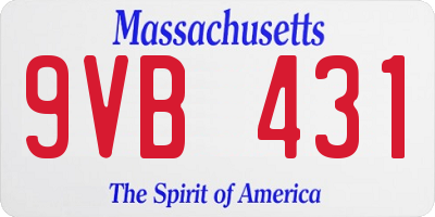 MA license plate 9VB431