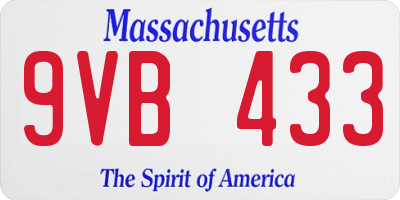 MA license plate 9VB433