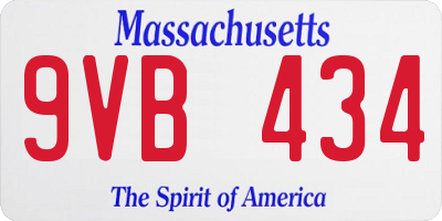 MA license plate 9VB434