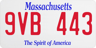 MA license plate 9VB443