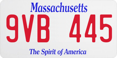 MA license plate 9VB445