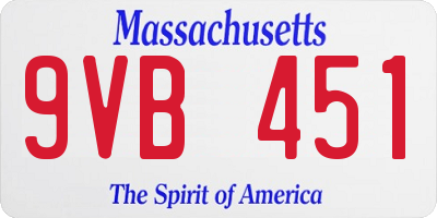 MA license plate 9VB451