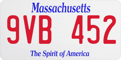 MA license plate 9VB452