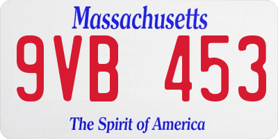 MA license plate 9VB453