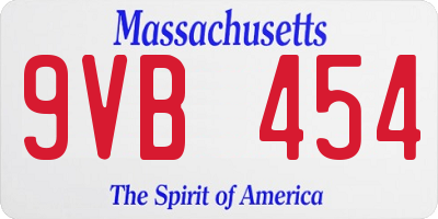 MA license plate 9VB454