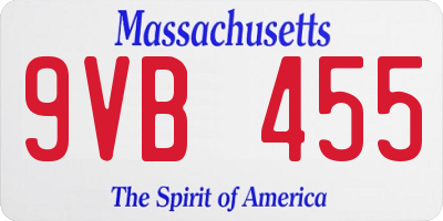 MA license plate 9VB455