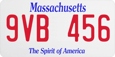 MA license plate 9VB456