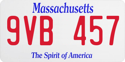 MA license plate 9VB457