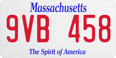 MA license plate 9VB458