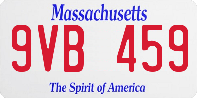 MA license plate 9VB459