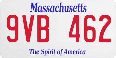 MA license plate 9VB462
