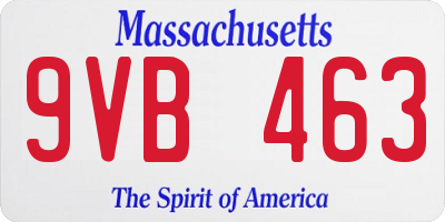 MA license plate 9VB463
