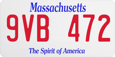 MA license plate 9VB472