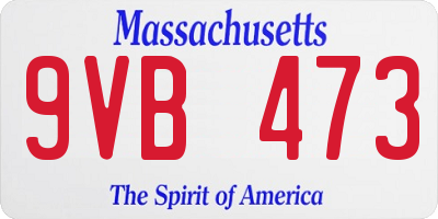 MA license plate 9VB473