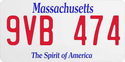 MA license plate 9VB474