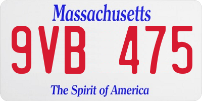 MA license plate 9VB475