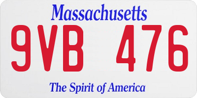 MA license plate 9VB476