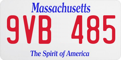 MA license plate 9VB485